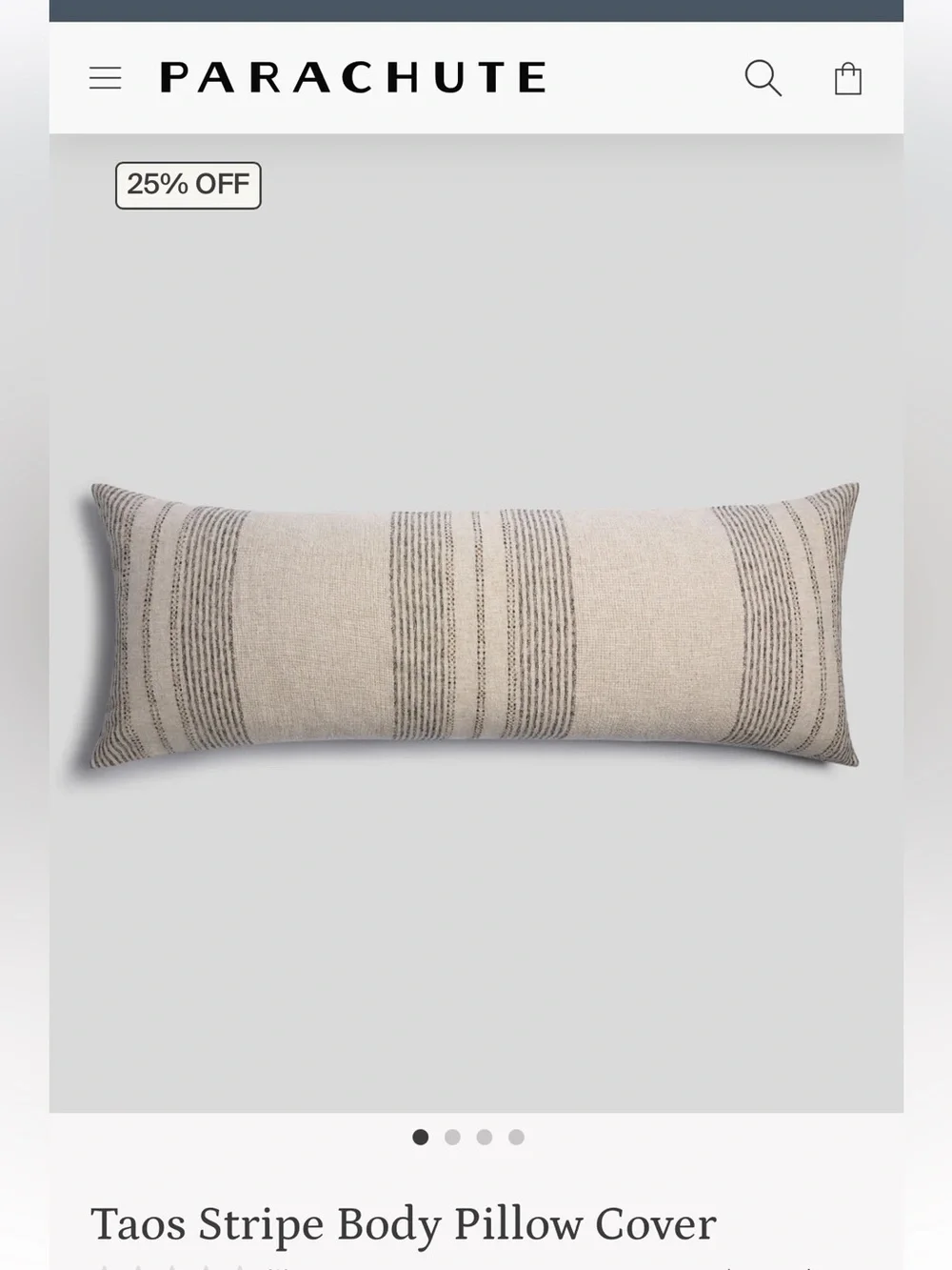 ISO Parachute Taos Stripe Body Pillow Cover in Natural and Gray